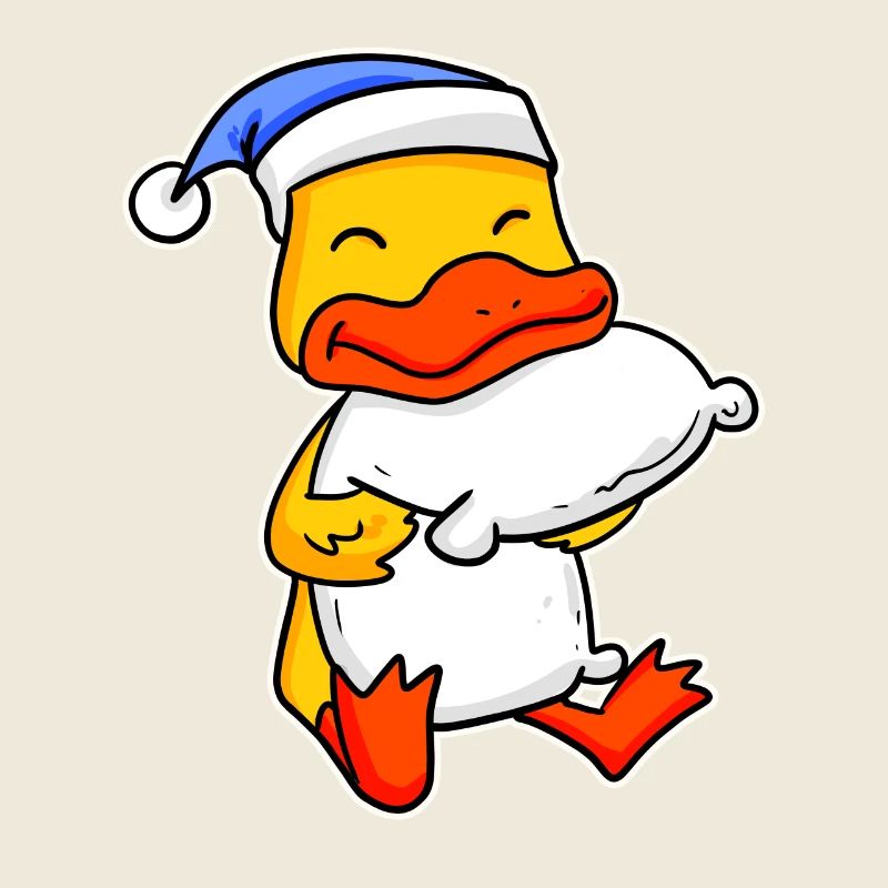 Canard avec oreiller et bonnet de couchage