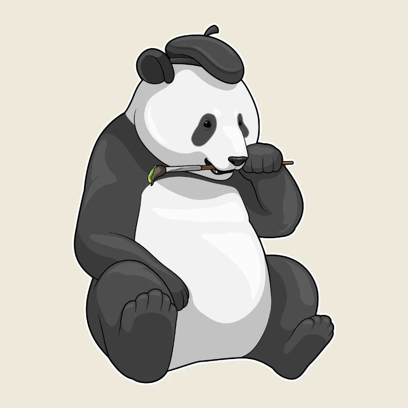 Panda Painter Brush Painting