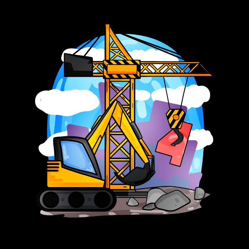 4. Geburtstag 4 Jahre Kran Baustelle Bagger Junge