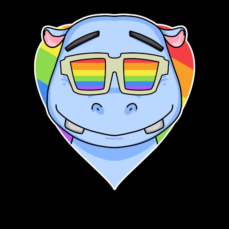 Arc-en-ciel - Hippopotame avec lunettes