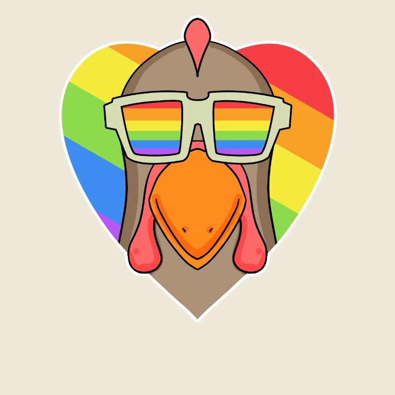 Regenbogen - Huhn mit Brille
