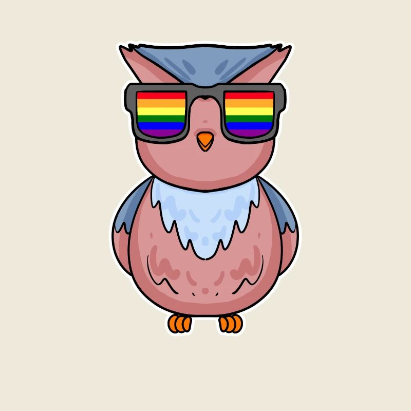Regenbogen - Eule mit Brille