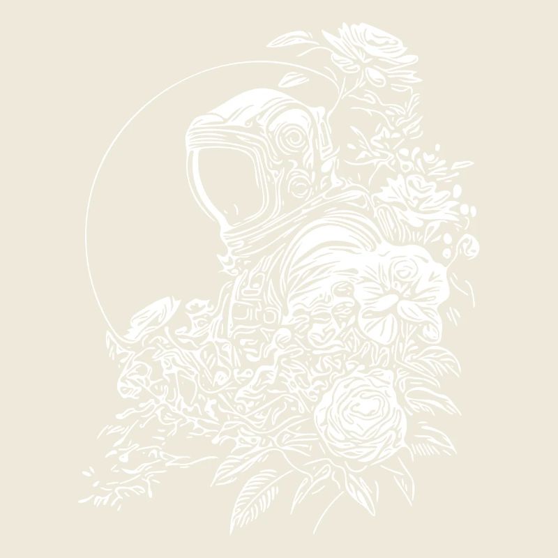 Astronaut in the flower garden with moonlight