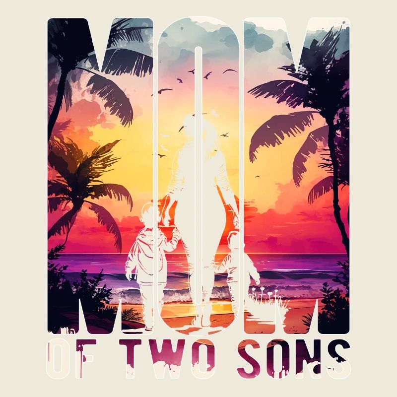 Mutter mit zwei Söhnen Muttertag Strand Mama Kind