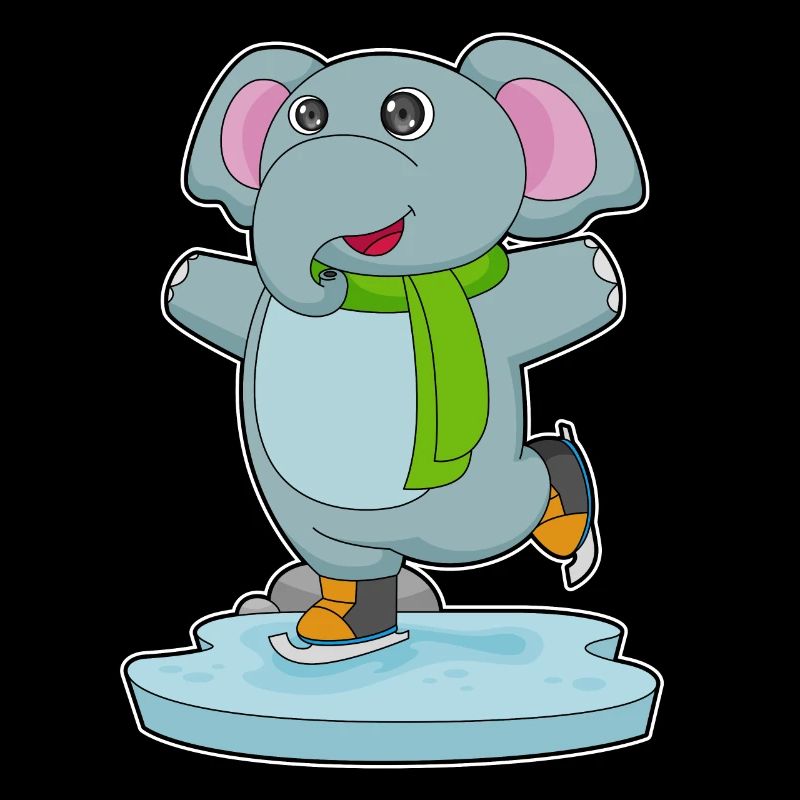 Elefant Eislaufen Schlittschuhe