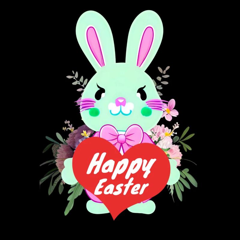 doux lapin de Pâques avec coeur Joyeuses Pâques