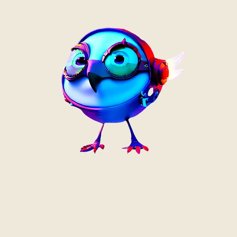 Mignon Chick Poulet Poule Robot Cyborg Bleu