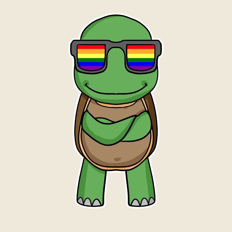Rainbow - Turtle with glasses