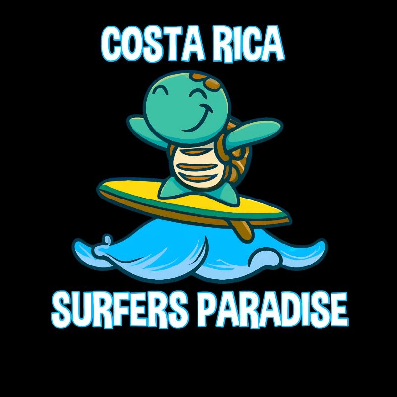 Turtle on kawaii style surfboard - Costa R