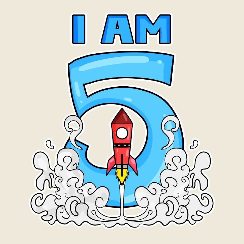 5 Birthday Boy Astronaut Rocket - five years