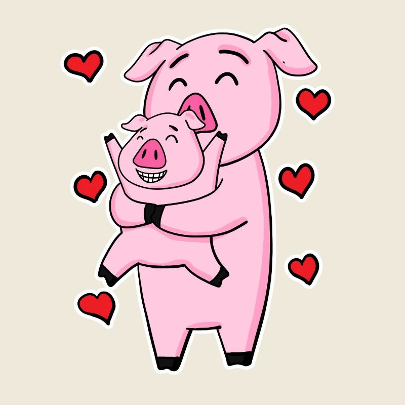 Famille de cochons - Cochon avec bébé
