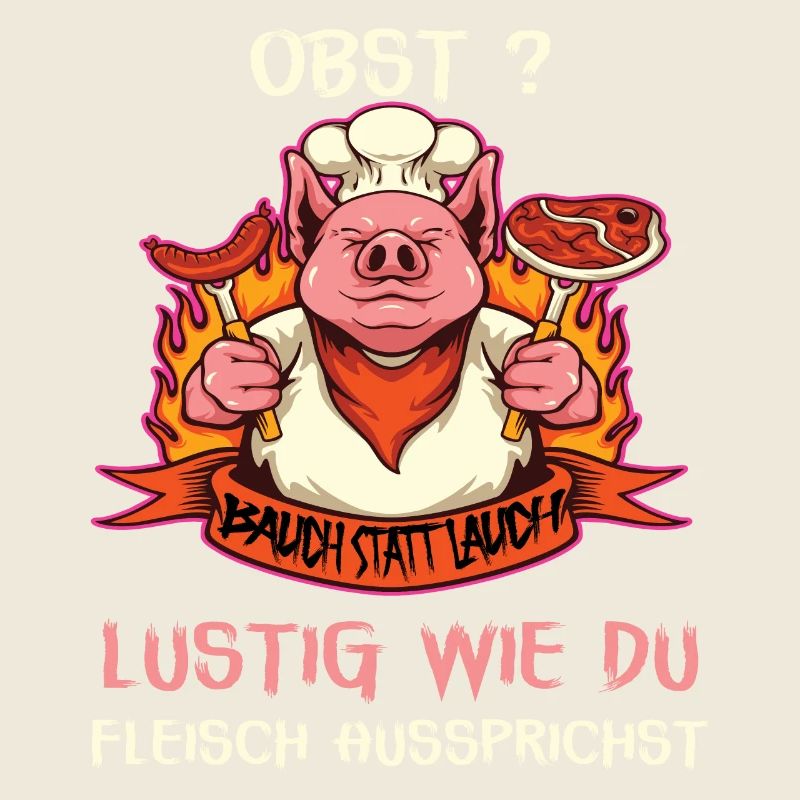 Witziges Schwein mit Fleischspruch