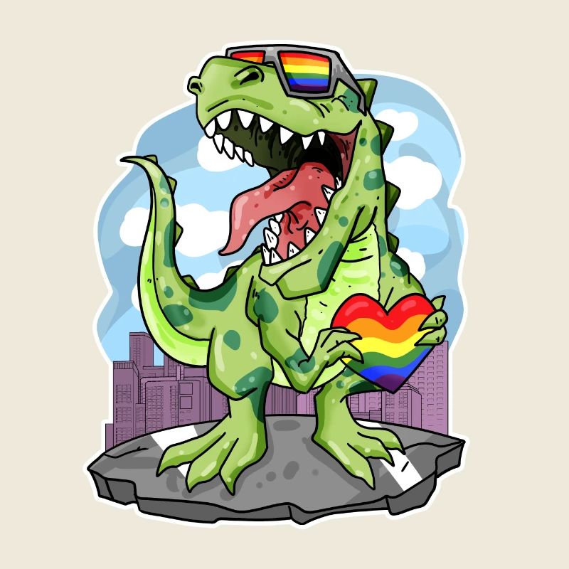 Dino Rainbow Heart Dinosaur