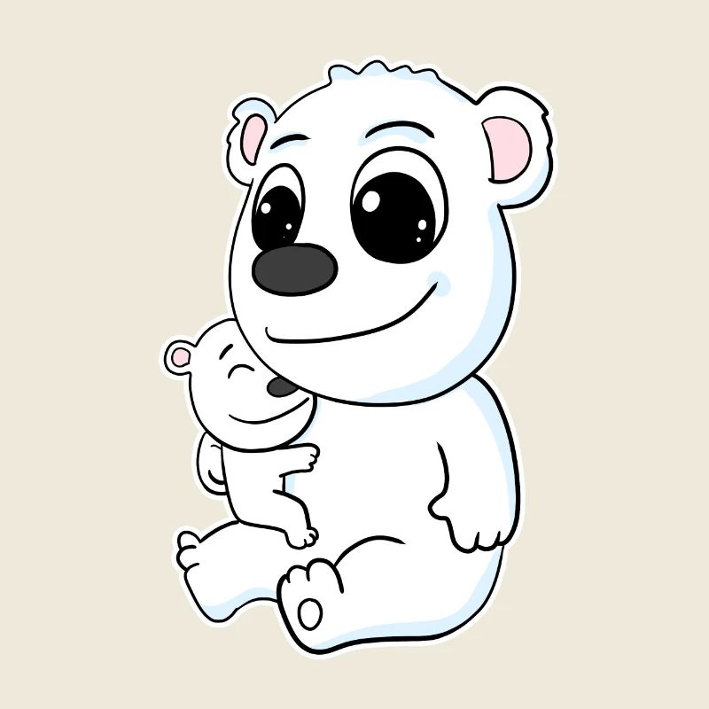 Eisbär Familie - Eisbär mit Baby - Eisbär Motiv