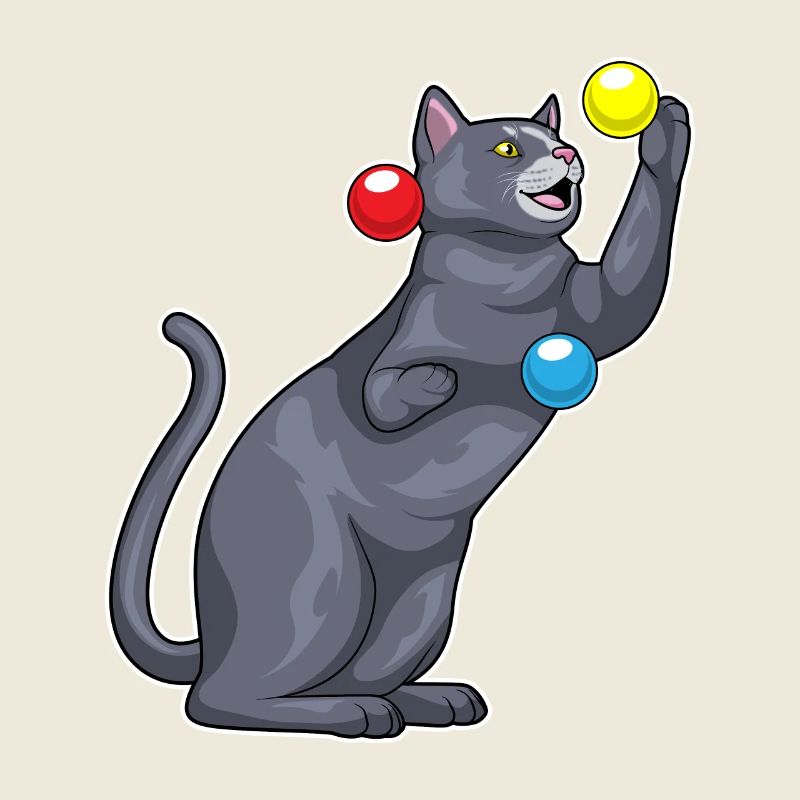 Cat juggler juggling