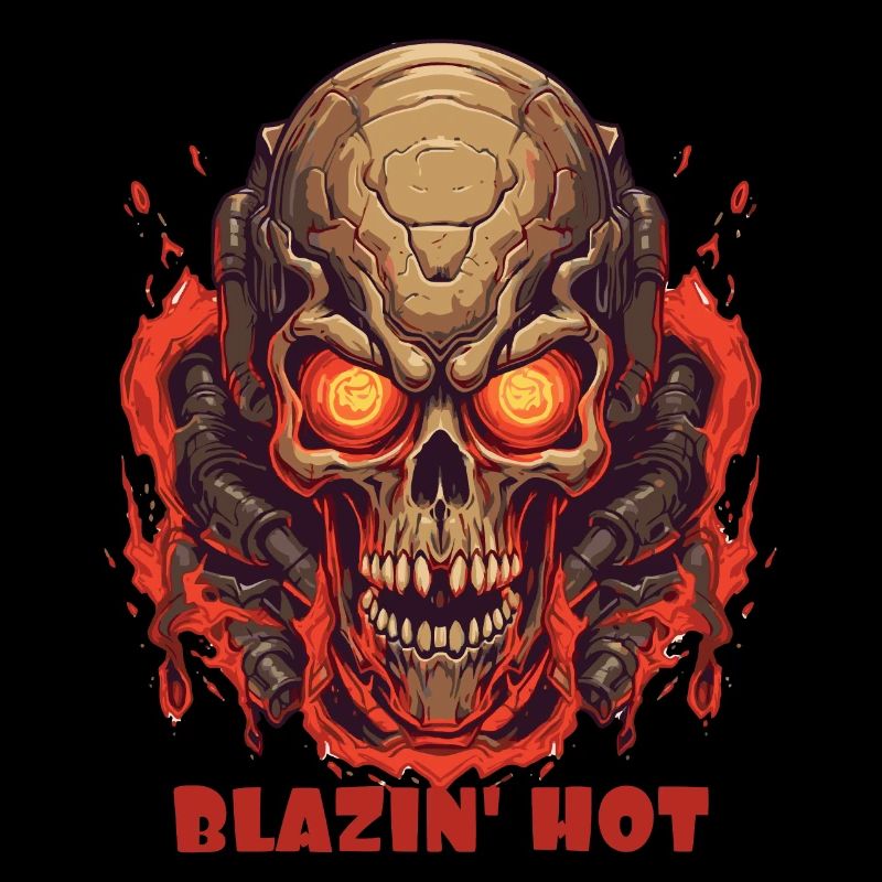 Flaming Hot Fire Skull Skull