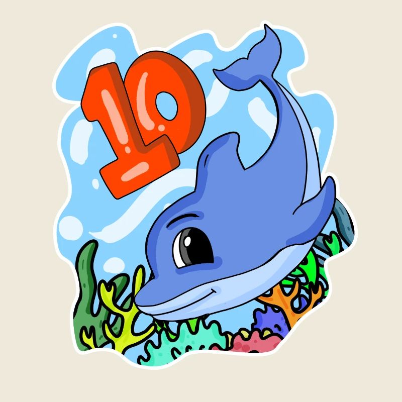 10th Birthday Motif Dolphin - dix ans