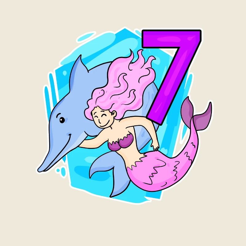 Fille 7 ans 7ème anniversaire sirène