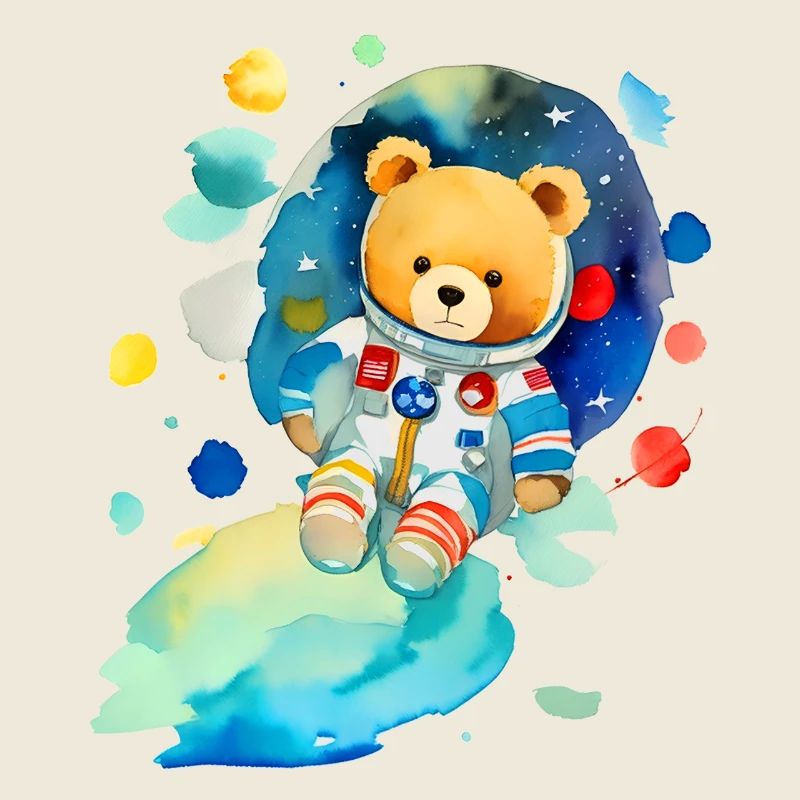 Ours en peluche dans l’espace
