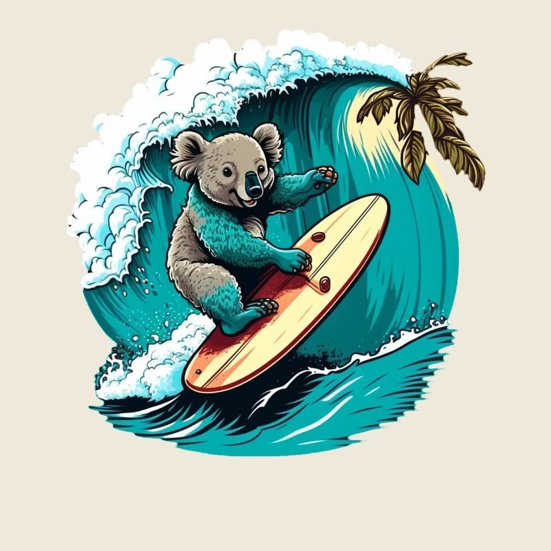 Koala s’amuse à surfer