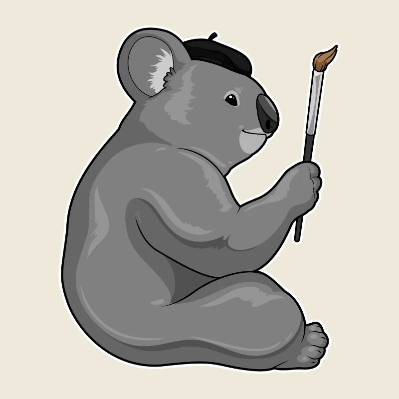 Koala Painter Brush Painting