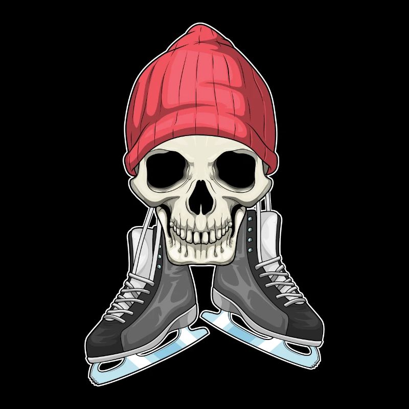 Totenkopf Eislaufen Schlittschuhe