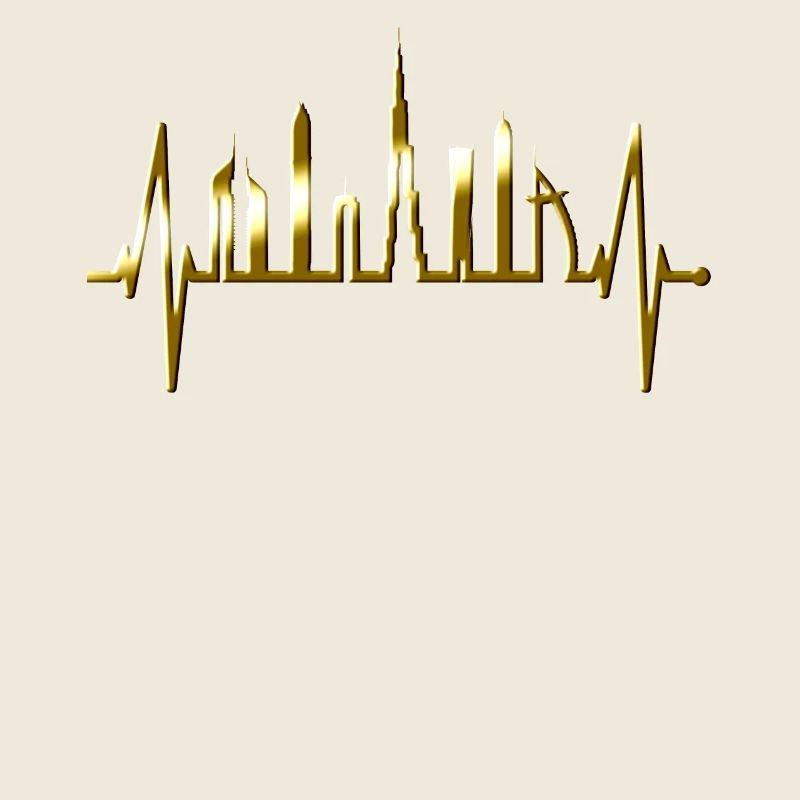 Dubai Skyline Heartbeat Burj Khalifa Silhouette