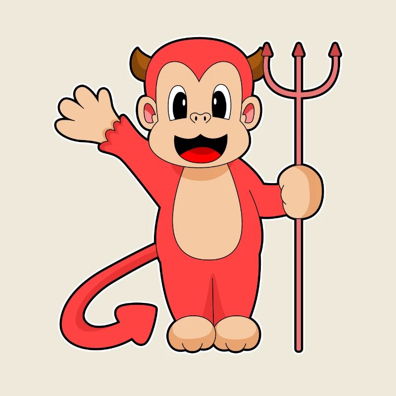 Monkey Halloween Devil Trident