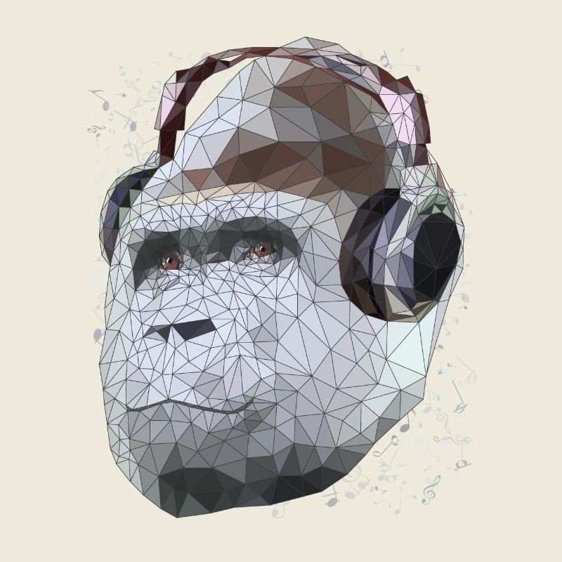 Gorille avec casque Low Poly Pop Art