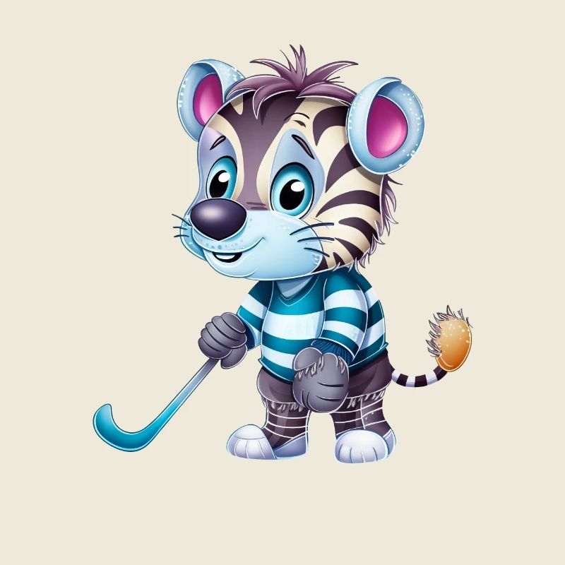 Zebra Ice Hockey Player - Funny Illustration