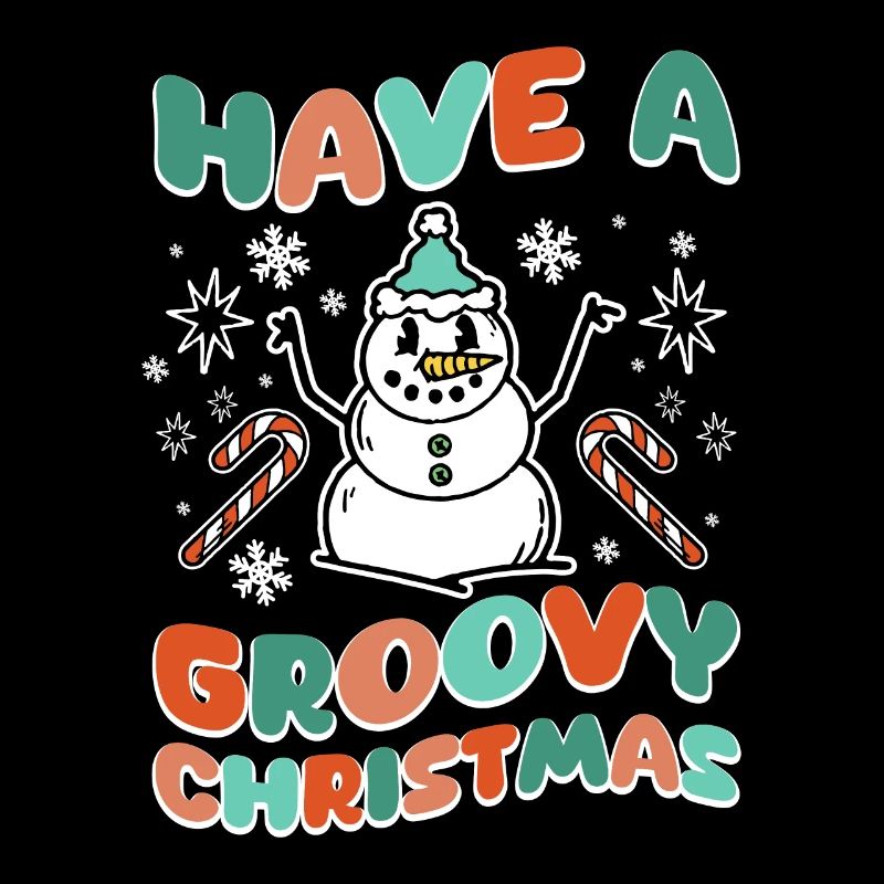 Cool vintage Snowman ont un Noël groovy
