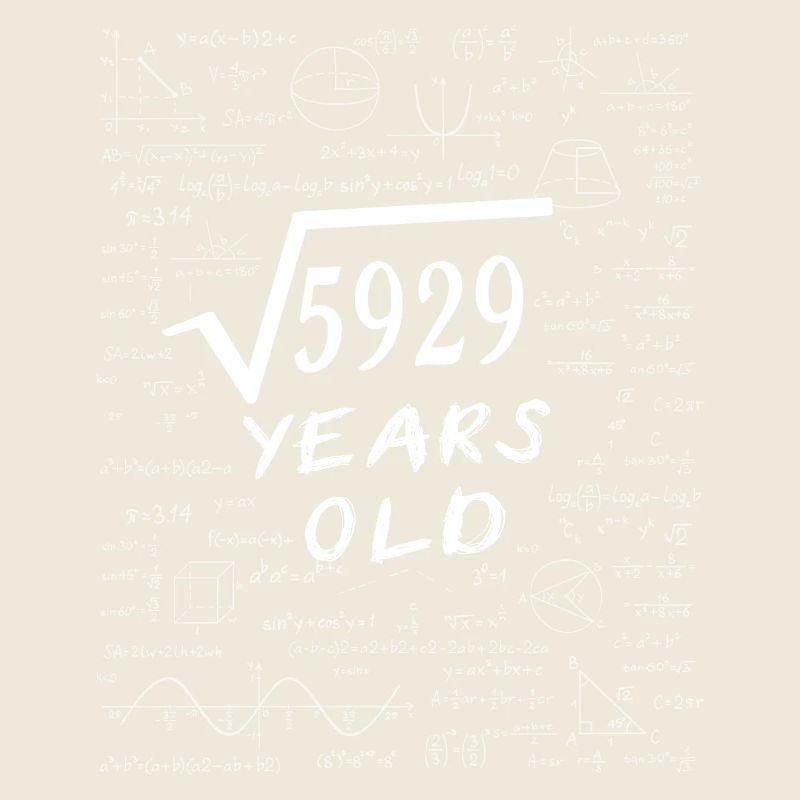 77th Birthday 77 years Square root of 5929 math