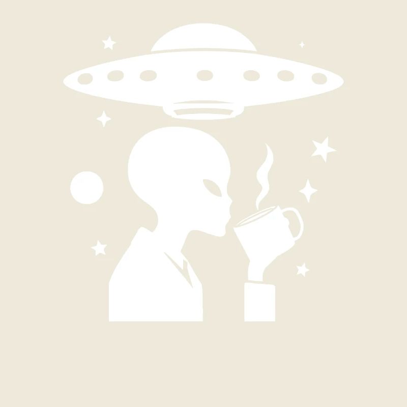 Alien-Silhouette mit Kaffee & UFO