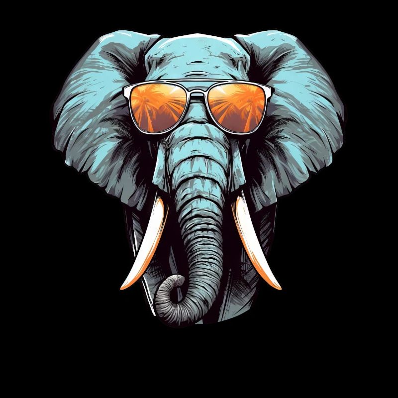 Cool African elephant with sunglasses and
