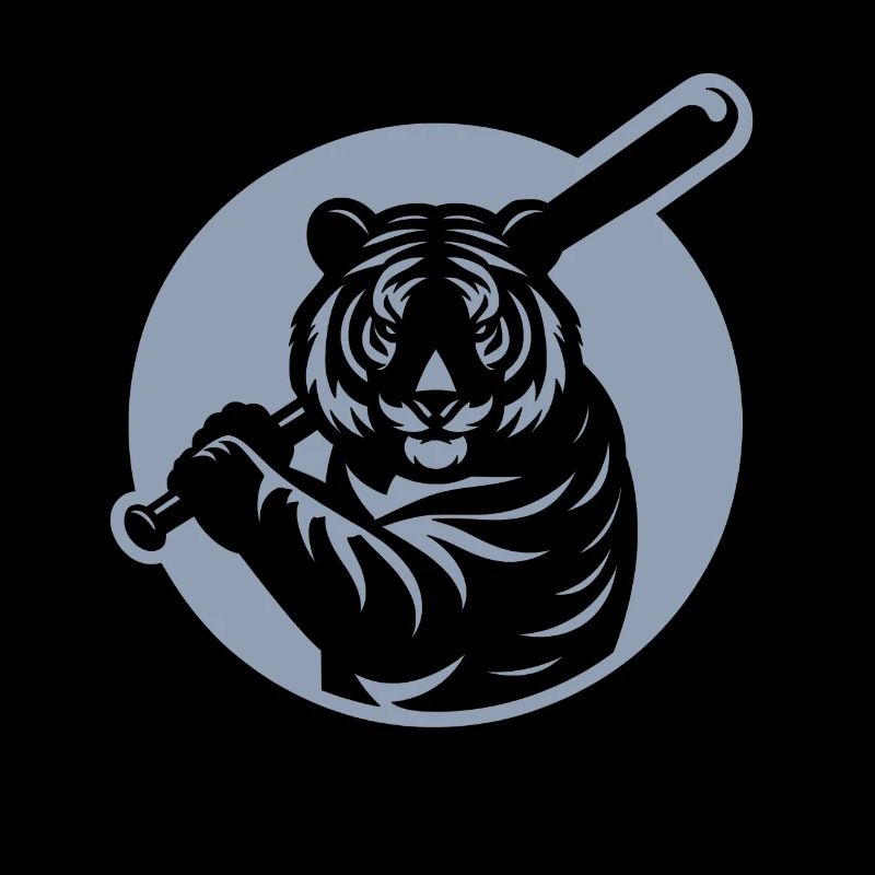 Minimalist Tiger Baseball Player Silhouette