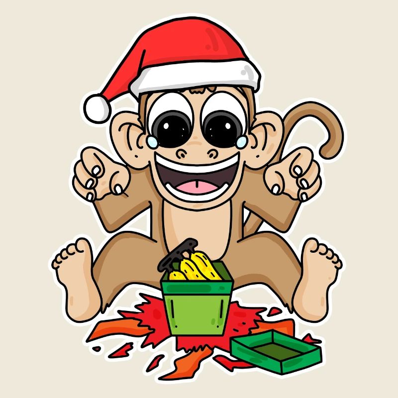 Monkey with Christmas hat
