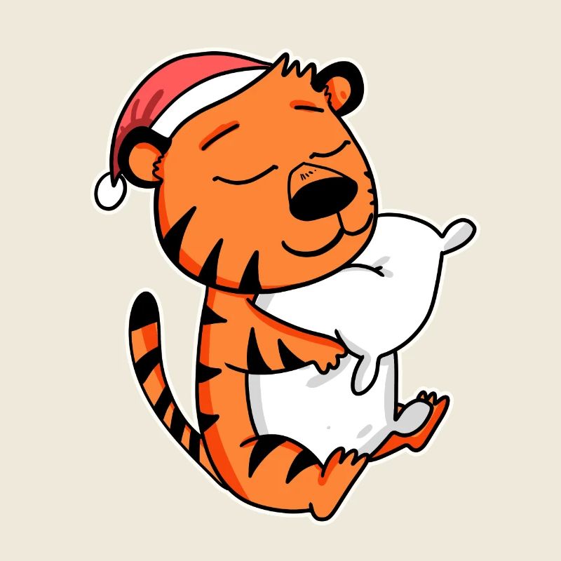 Tigre Mignon Fatigué Noël