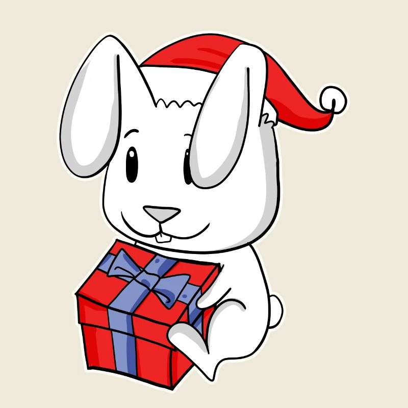 Rabbit with Christmas Santa Hat