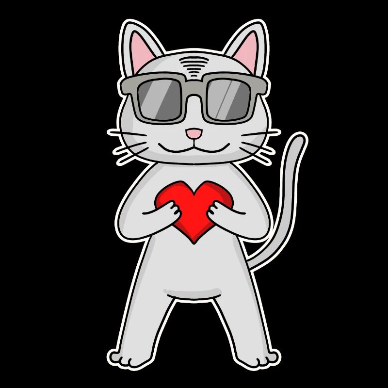Cat with heart and glasses - Devon Rex