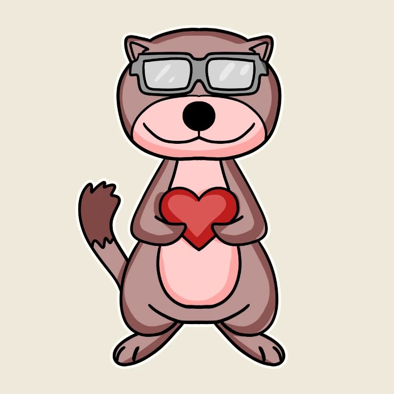 Weasel with heart and glasses
