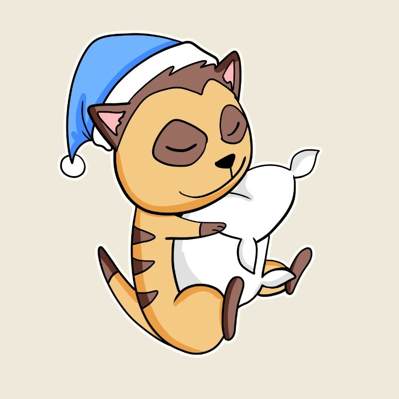 Erdmännchen mit Kissen und Schlafmütze