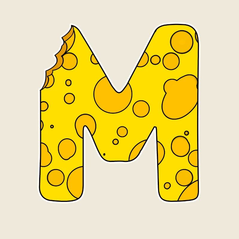 Lettre M - Lettre initiale M - Motif fromage