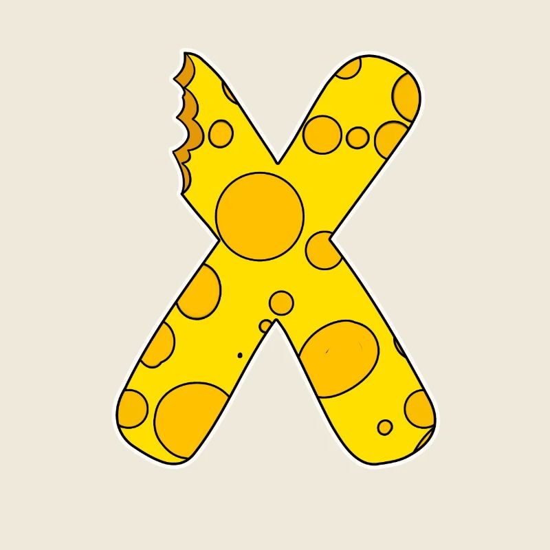 Letter X - Initial Letter X - Cheese Motif