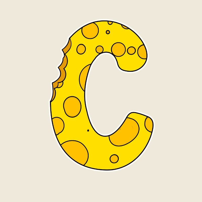 Letter C - Initial Letter C - Cheese Motif