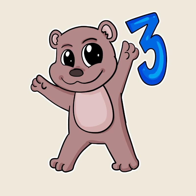 3rd Birthday Motif Bear - Three Years Old