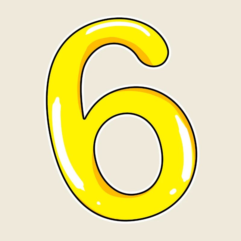 Number 6 Number yellow