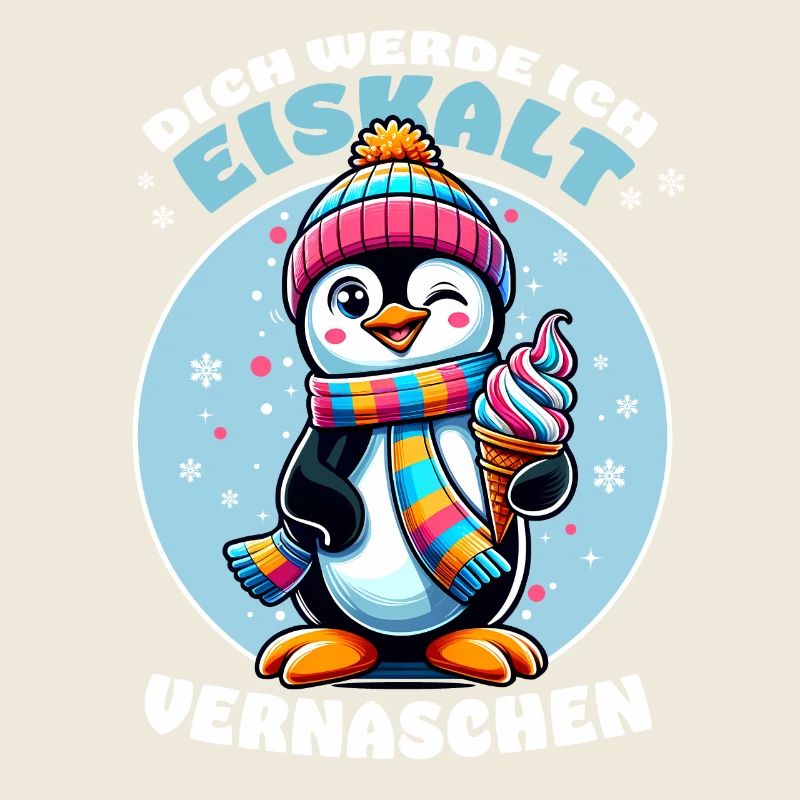 Lustiger Pinguin mit Eis – Cooler Spruch