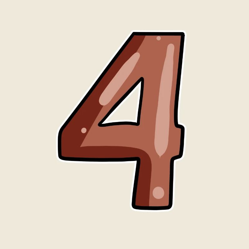 4 Number Number Four Brown