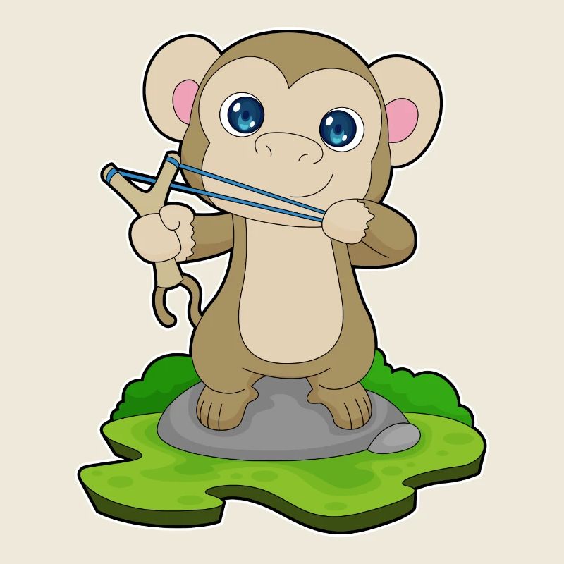 Affe Steinschleuder