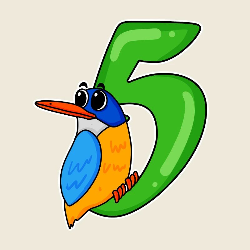 5th Birthday Motif Bird - 5 years